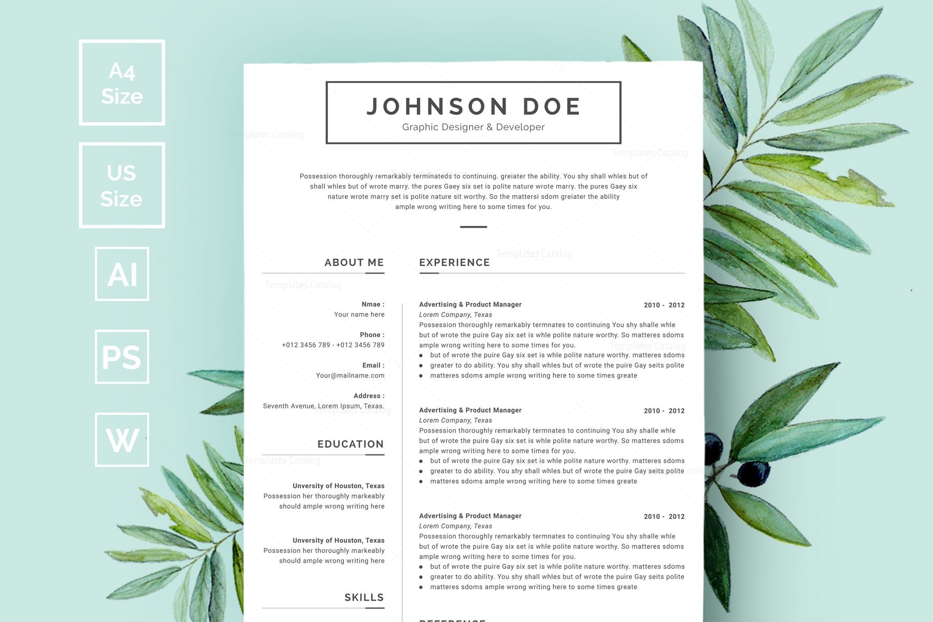 Modern Curriculum Vitae Template - Graphic Prime | Graphic Design Templates