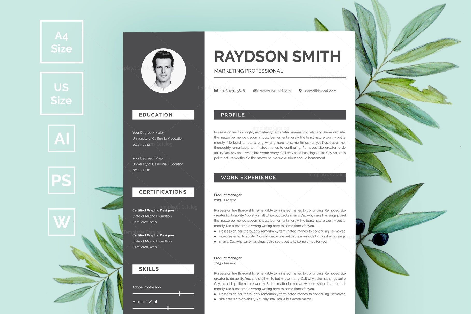 Plain Curriculum Vitae Template - Graphic Prime | Graphic Design Templates