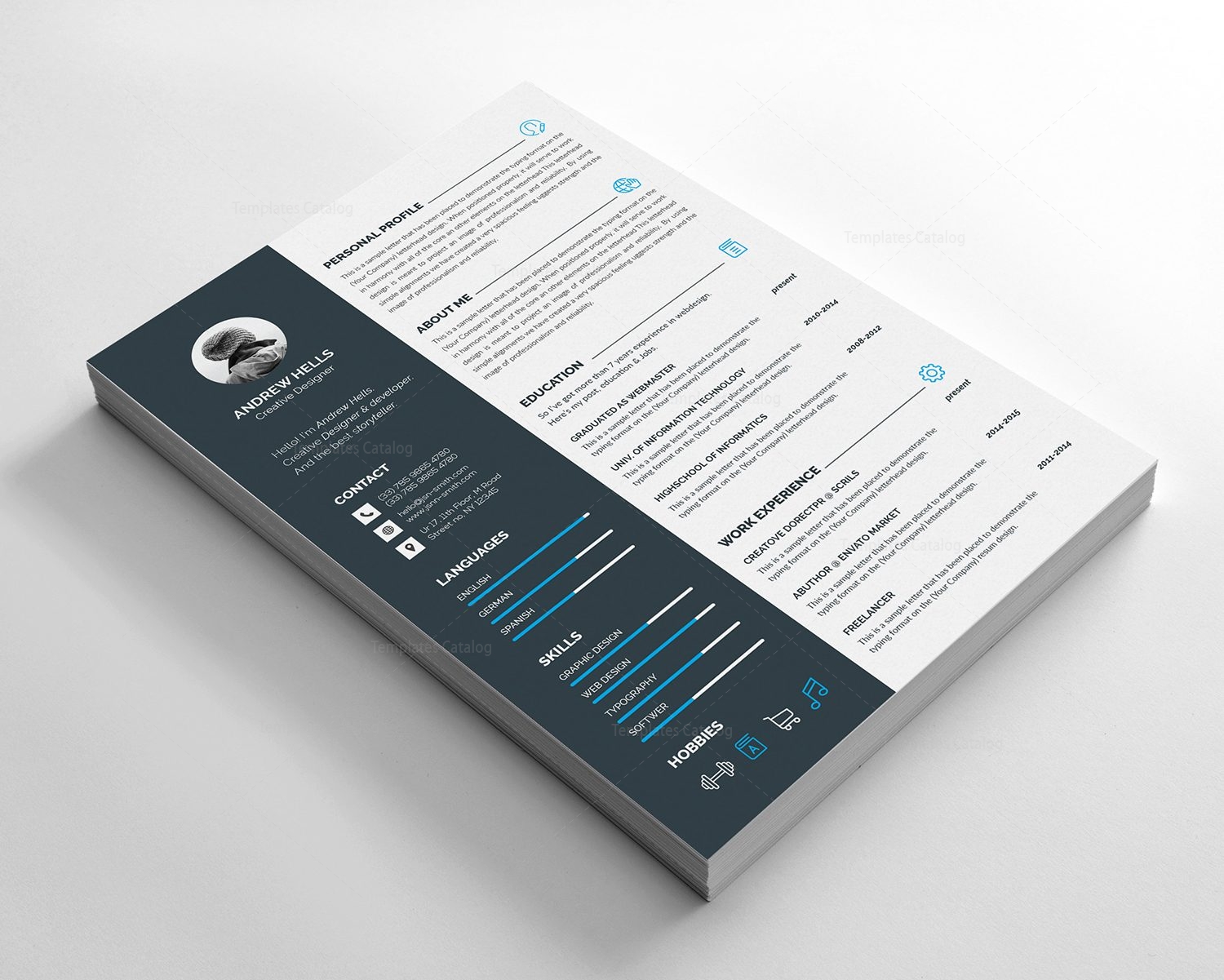 Resume Template with Modern Design - Graphic Prime | Graphic Design ...