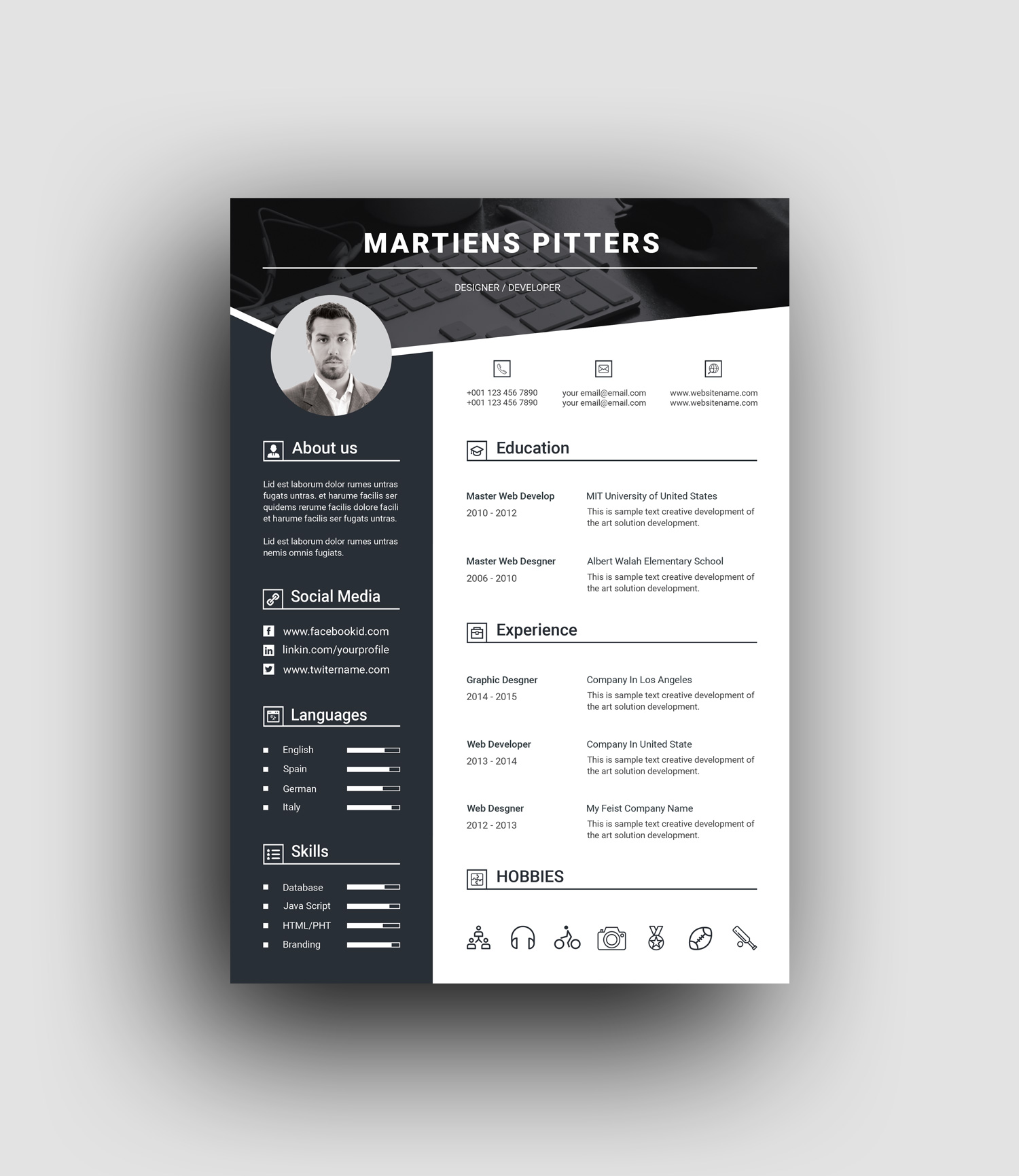 White Resume CV Template - Graphic Prime