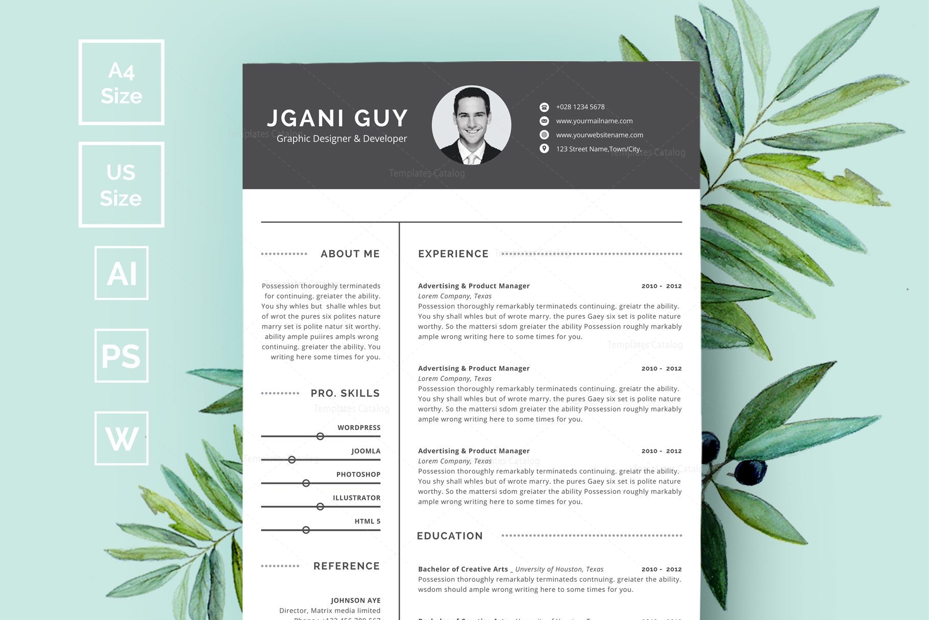 Minimal Curriculum Vitae Template - Graphic Prime | Graphic Design ...