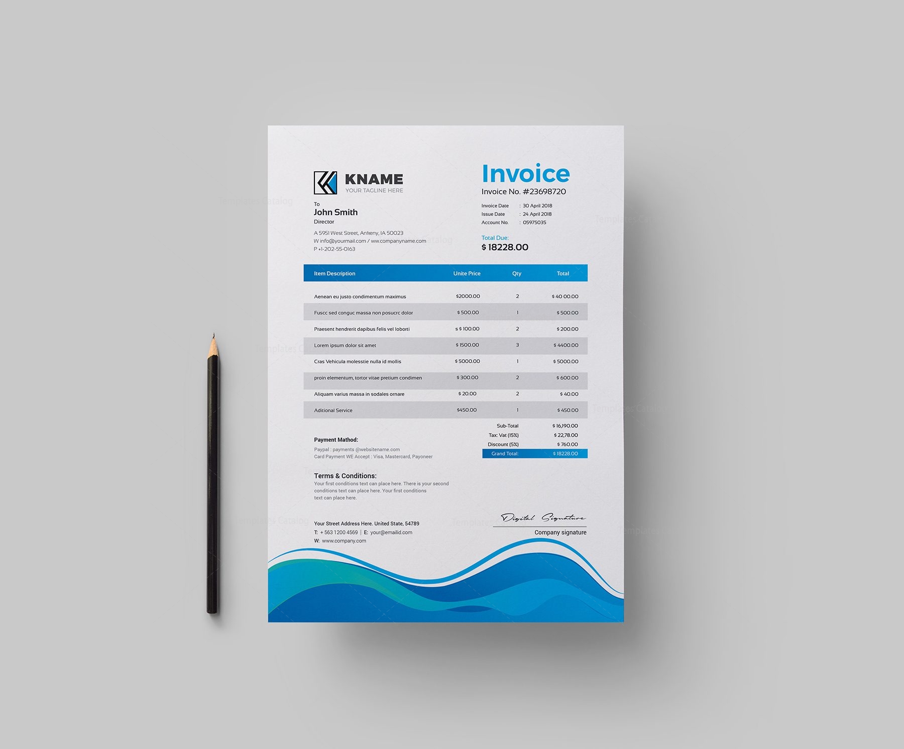 Free Invoice Template Wave - Printable Word Searches